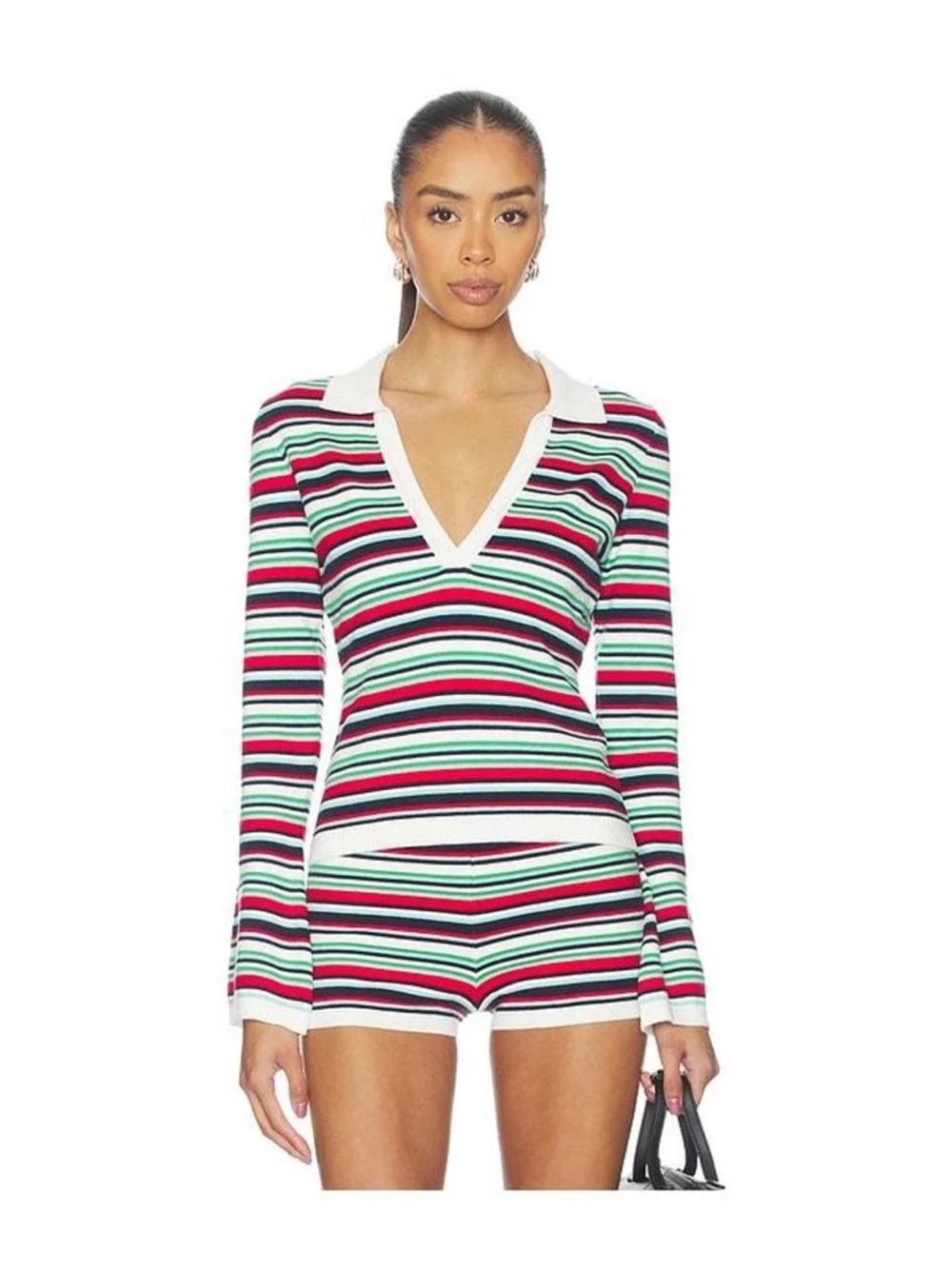 SEVEN WONDERES - Long sleeve striped knit top & shorts
